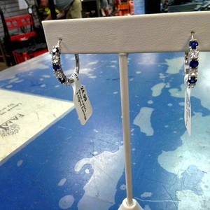  Silver, 0.925% blue and clear stone earrings