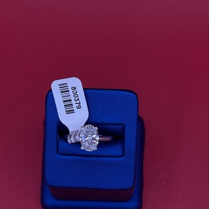 14k White Gold 2 ct Oval Solitaire Ring 2 ct Lab Grown Diamond