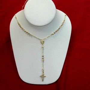 14k Rosary Tri-Color 24" with Virgin Mary