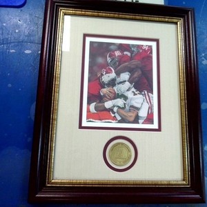 Noah Stokes Print Alabama vs. Miami Sack - Framed with Coin