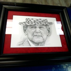 Bear Bryant Sketch Framed - Pencil Sketch