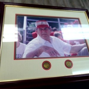 Bear Bryant Framed Photo Seated with White Shirt & Alabama Ballcap
