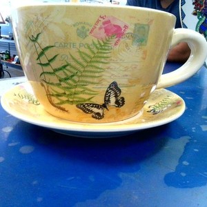 Garden Butterfly Teacup Planter