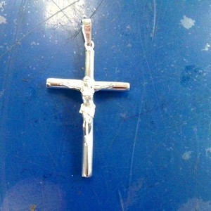 Sterling Silver Cross Pendant .925 Silver Pendant - Jesus on the Cross