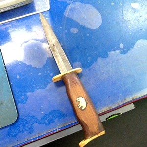 Handmade Dagger Bear on Wood Grip